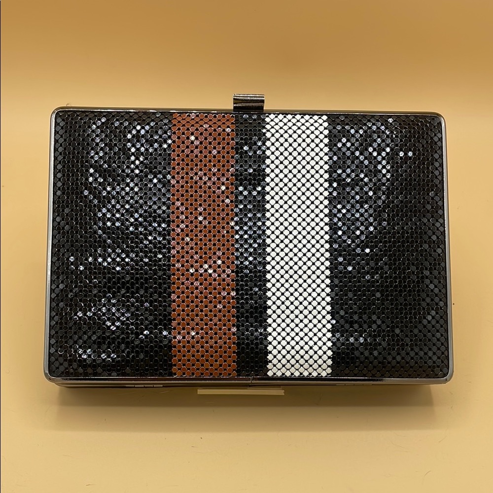 Black Sequin Clutch with Stripes